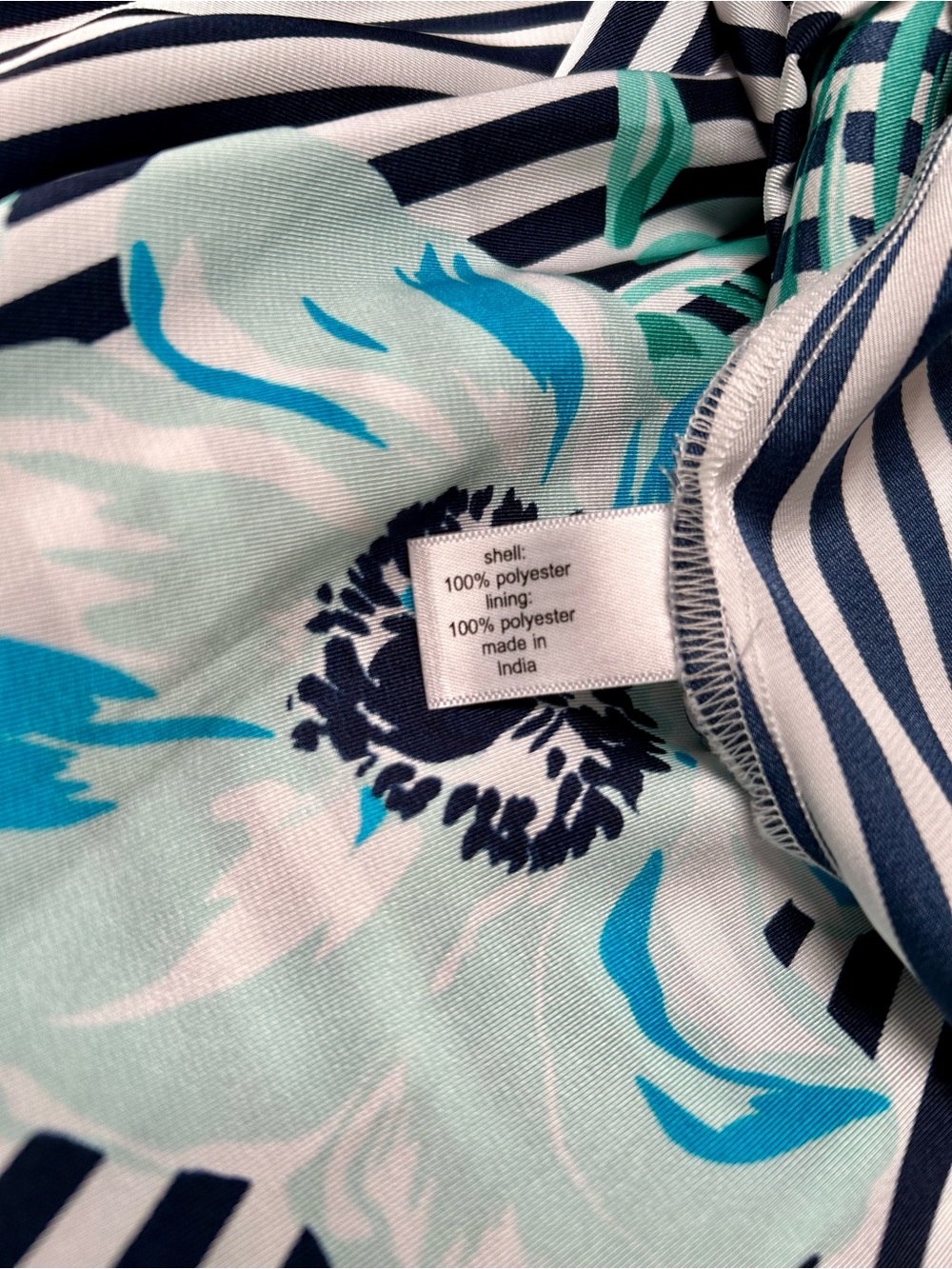 LANE BRYANT MAXI SUNDRESS, NAVY AND WHITE STRIPE WITH BLUE FLORAL, PLUS SIZE 18 - Picture 7 of 11